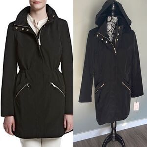 Ivanka Trump Hooded Zip Front Anorak-black-medium